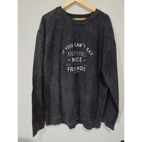Southern Bliss Co Tops - Southern Bliss Co Ribbed Graphic Sweatshirt Gray Mineral Wash XXL Nice Friends